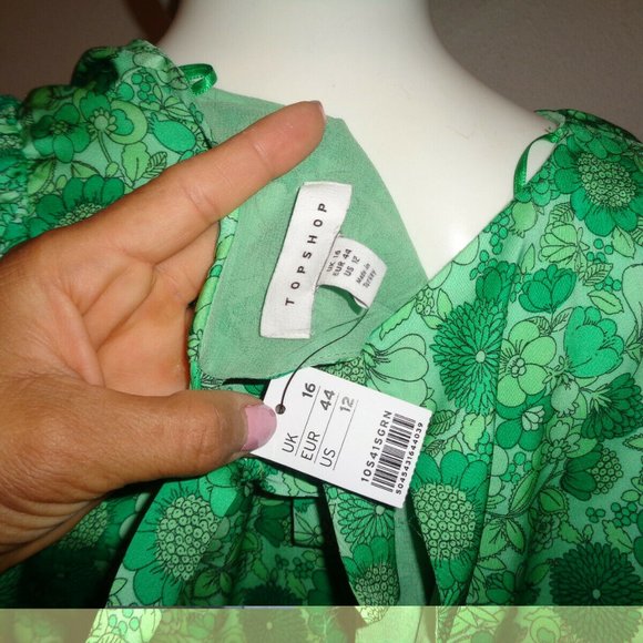 $68 TOPSHOP FLORAL PRINT LONG SLEEVE MIDI DRESS SIZE 12 US / 16 UK - Picture 6 of 6
